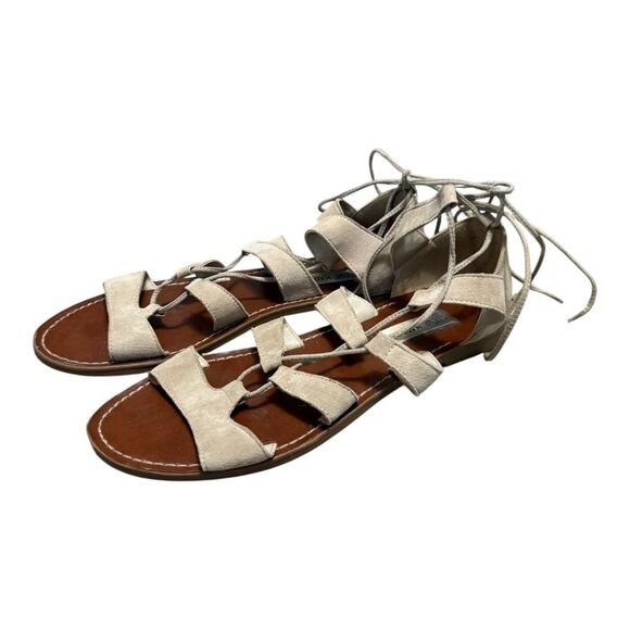 STEVE MADDEN Women's Nude Sanndee Lace Up Strappy gladiator Sandal Sz 9.5 - Picture 2 of 10